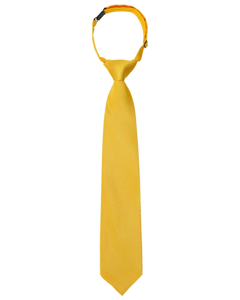 Kajeer Ties for Kids Boys Necktie Adjustable - Woven Little Boys Pre-tied for Kids Formal Wedding Graduation School Uniforms (Yellow, M (age 5 years - 12 years)) - Image 1